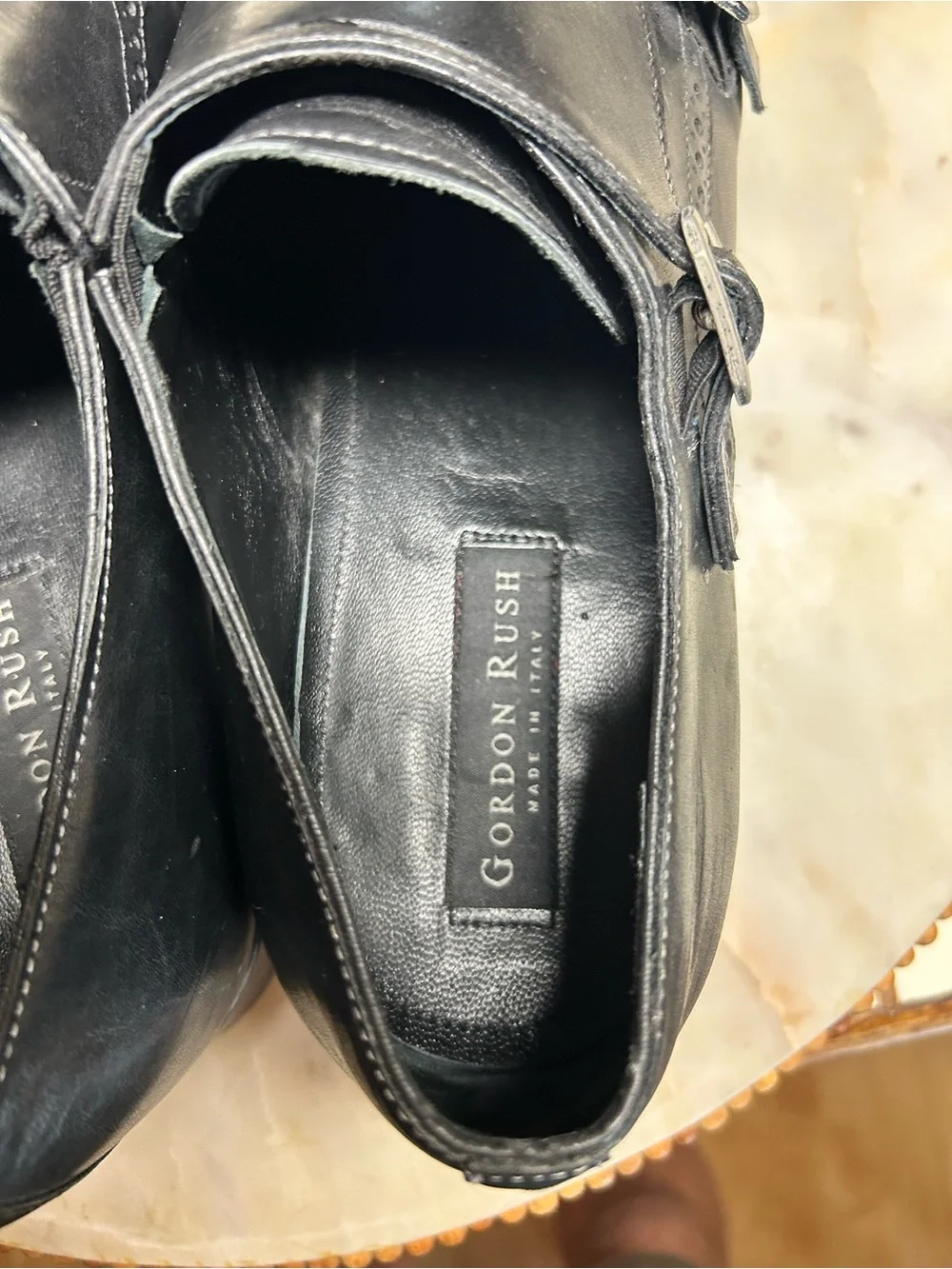 Gordon Rush Black Leather Double Monk Strap Dress Shoes